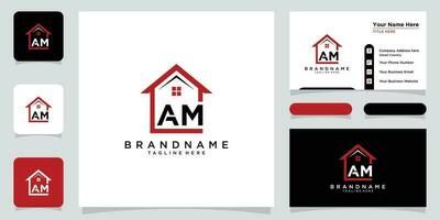 Letter AM vector logo. home icon and symbol