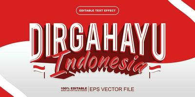 dirgahayu indonesio 3d texto efecto para indonesio independencia día vector