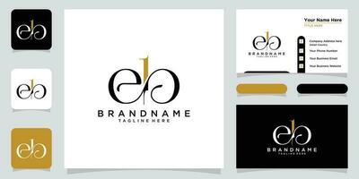 Alphabet letters Initials Monogram logo EB or BE, E and B with business card design premium vector