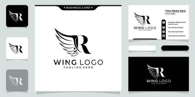Initial R letter logo and wings symbol. Wings design element, initial logo Wings R icon vector