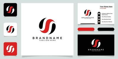 Creative modern S stylish sports brand, S initial with business card design Premium Vector