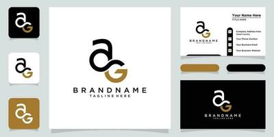 Initial AG logo design with business card design Premium Vector