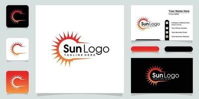 Sun logo design vector template icon symbol with business card design template