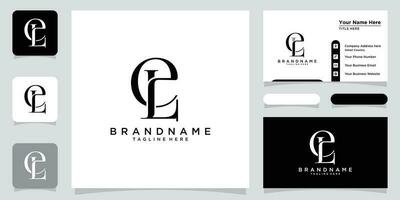 Alphabet letters Initials Monogram logo EL or LE, E and L with business card design vector