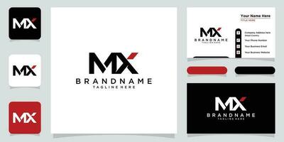 Alphabet letters Initials Monogram logo MX, XM, M and X with business card design Premium Vector