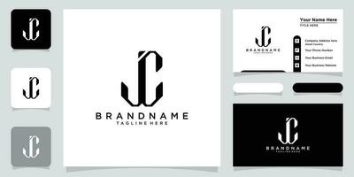 Initial letters JC shape monogram with business card design Premium Vector