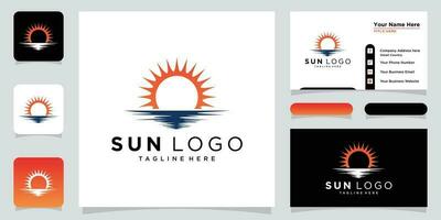 Sun logo design vector template icon symbol with business card design template