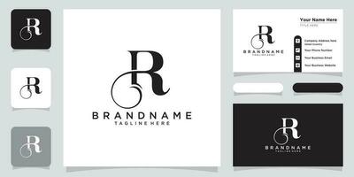 Initial letter R luxury Logo design Vector with business card design Premium Vector