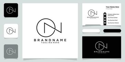 Alphabet Letters ON or NO Abstract Icon Logo with business card design Premium Vector