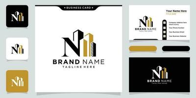 Building With Initial N Letter Monogram Logo Design vector