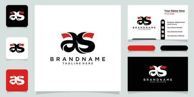 Initial Letter A S vector logo with business card design Premium Vector