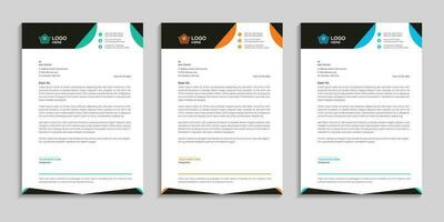 Modern clean and professional company business letterhead template design with color variation vector