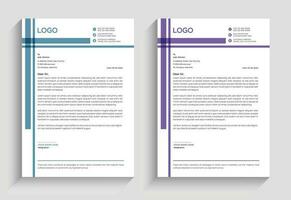 Corporate minimal clean and professional company business letterhead template design with color variation vector