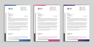 Corporate minimal clean and professional company business letterhead template design with color variation vector