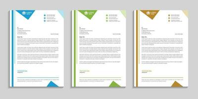 Corporate unique clean and professional company business letterhead template design with color variation vector