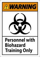 Warning Label Personnel With Biohazard Training Only vector