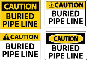 Caution Sign Buried Pipe Line On White Background vector