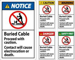 peligro firmar enterrado cable, Continuar con precaución, contacto será porque electrocución o muerte vector
