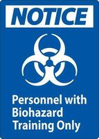 Notice Label Personnel With Biohazard Training Only vector
