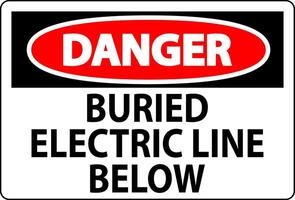 Danger Sign Buried Electric Line Below On White Background vector