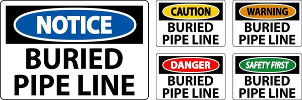 Caution Sign Buried Pipe Line On White Background vector