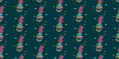 unique abstract summer pineapple fruits seamless pattern background vector