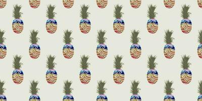 unique abstract summer pineapple fruits seamless pattern background vector