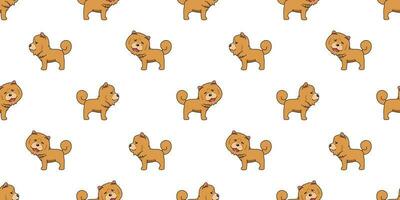 Vector cartoon cute chow chow dog seamless pattern background