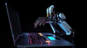 A Robotics Engineer Using a Laptop Computer. photo