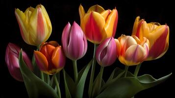 Two light blue tulip flowers isolated transparent background. photo