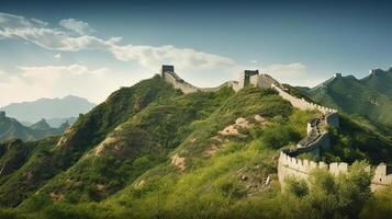The great wall of china china digital art style painting horizontal. photo