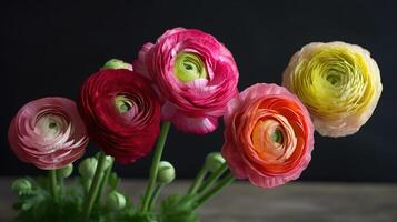 Ranunculus flower isolated on a white background. Generative Ai photo