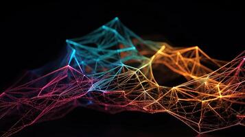 Close-up Of Lines Plexus Against Black Background. photo