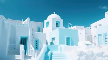 Abstract architecture of cycladic aegean traditional buildings, Santorini, Greece. Generative Ai photo