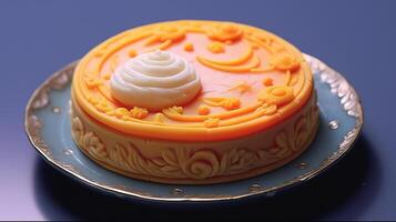 Beautiful traditional chinese new year pastry in form of shu cake. photo