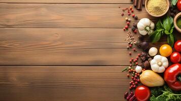 Organic vegetarian ingredients and kitchen tools. photo