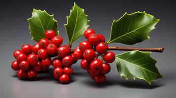 Christmask holly berry ornament on white background. photo