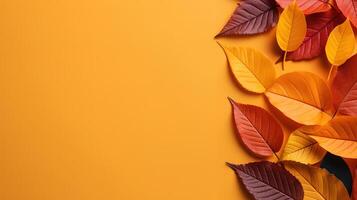 Beautiful autumn background with fallen leaves with place. photo