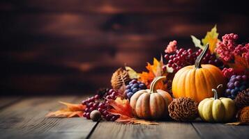 Autumn Thanksgiving Colorful Setting Background. photo