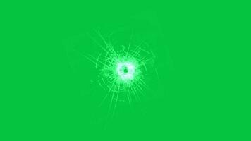 Bullet hit on glass green screen animation effect video