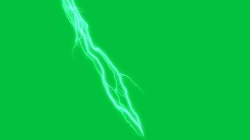 animated thunder lightning strike electric energy effect on green screen background video