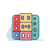 Vector of a stack of colorful dice on a flat surface