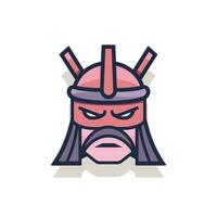 Vector of a cartoon character wearing a helmet with horns