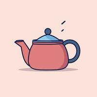 Vector of a flat pink teapot with a blue lid