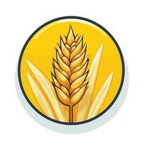 Vector of a flat yellow circle with a stalk of wheat in the center