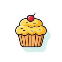 Vector of a flat cupcake with a cherry on top