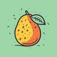 Vector of a vibrant orange with a fresh leaf on top, symbolizing freshness and natural beauty