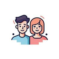 Vector of a man and a woman making eye contact in a minimalist setting