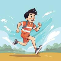 Vector of a lively man running in a colorful field