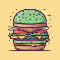 Vector of a mouthwatering hamburger overflowing with delicious toppings